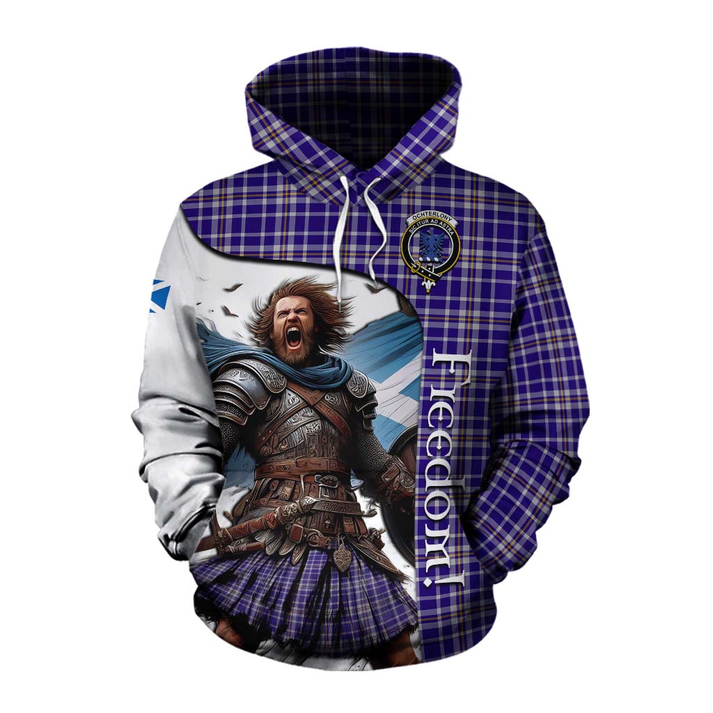 Tartan Vibes Clothing Ochterlony Crest Tartan Cotton Hoodie Inspired by the Freedom of Scottish Warrior