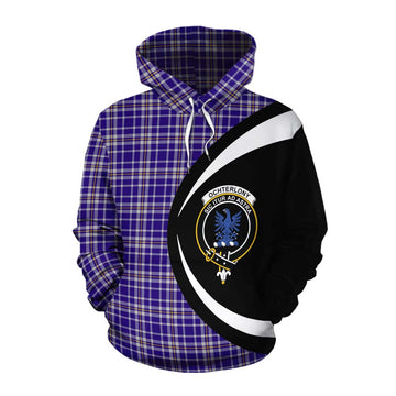 Ochterlony Tartan Cotton Hoodie with Family Crest Circle Style Pullover Hoodie XS - Tartan Vibes Clothing