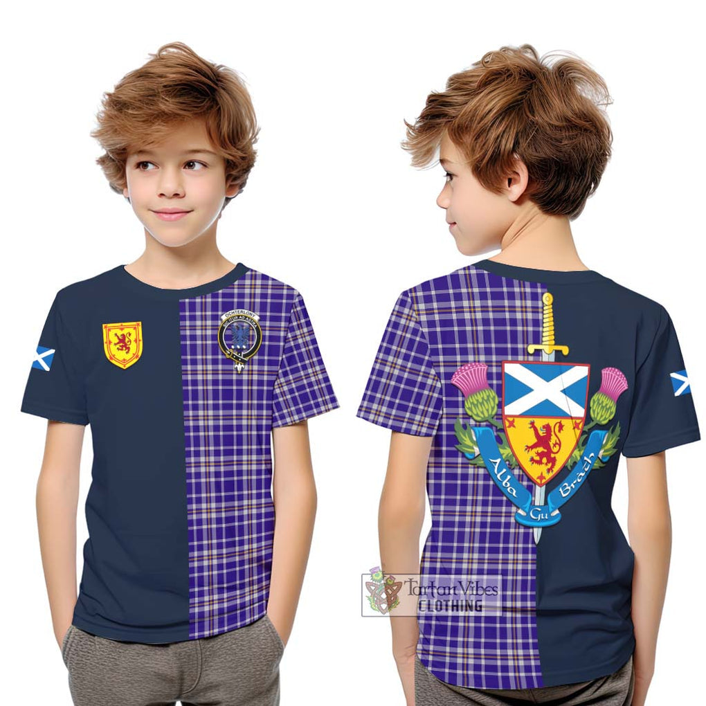 Ochterlony Tartan Kid T-Shirt Alba with Scottish Lion Royal Arm Half Style Youth XL Size14 - Tartan Vibes Clothing