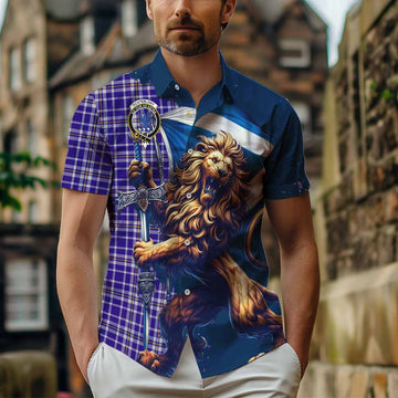 Ochterlony Tartan Family Crest Hawaiian Shirt with Scottish Majestic Lion Kid - Tartan Vibes Clothing