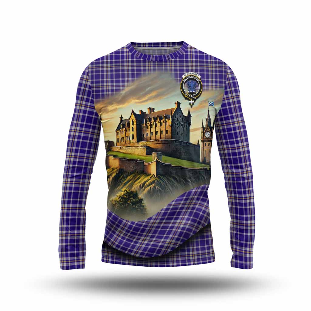Ochterlony Tartan Family Crest Long Sleeve T-Shirt with Scottish Ancient Castle Style Unisex - Tartan Vibes Clothing