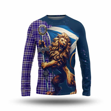 Ochterlony Tartan Family Crest Long Sleeve T-Shirt with Scottish Majestic Lion Unisex - Tartan Vibes Clothing