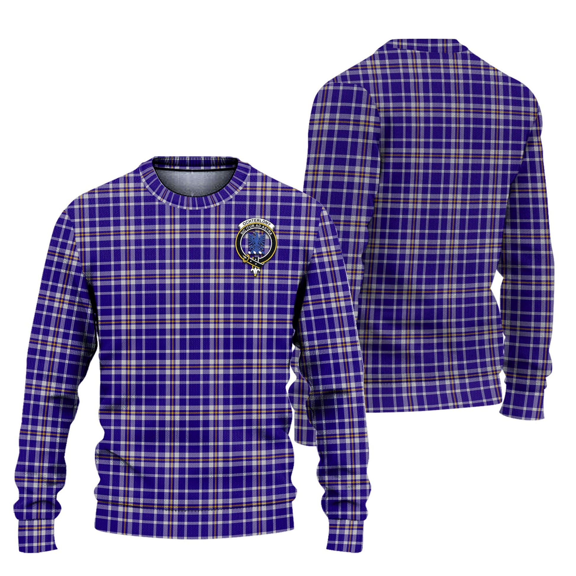 Ochterlony Tartan Ugly Sweater with Family Crest Unisex - Tartan Vibes Clothing