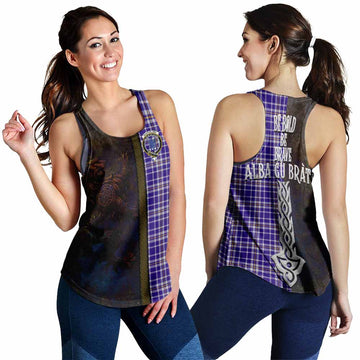 Ochterlony Tartan Family Crest Women's Racerback Tanks Alba Gu Brath Be Brave Lion Ancient Style 4XL - Tartan Vibes Clothing
