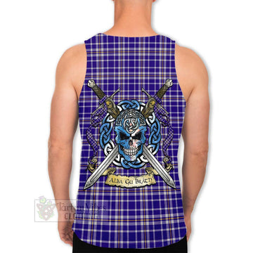 Ochterlony Tartan Men's Tank Top with Family Crest Celtic Skull Style Men - Tartan Vibes Clothing
