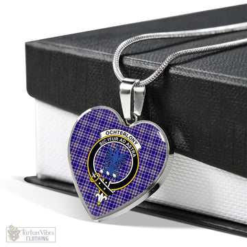 Ochterlony Tartan Heart Necklace with Family Crest Luxury Necklace (Silver) No - Tartan Vibes Clothing