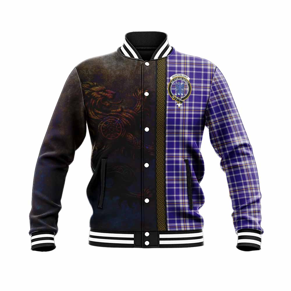 Ochterlony Tartan Family Crest Baseball Jacket Alba Gu Brath Be Brave Lion Ancient Style Unisex - Tartan Vibes Clothing