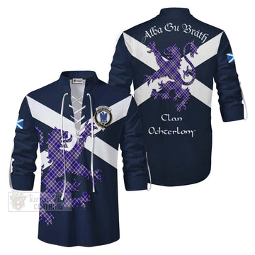 Ochterlony Tartan Lion Rampant Ghillie Kilt Shirt Proudly Display Your Heritage with Alba Gu Brath and Clan Name Men - Tartan Vibes Clothing