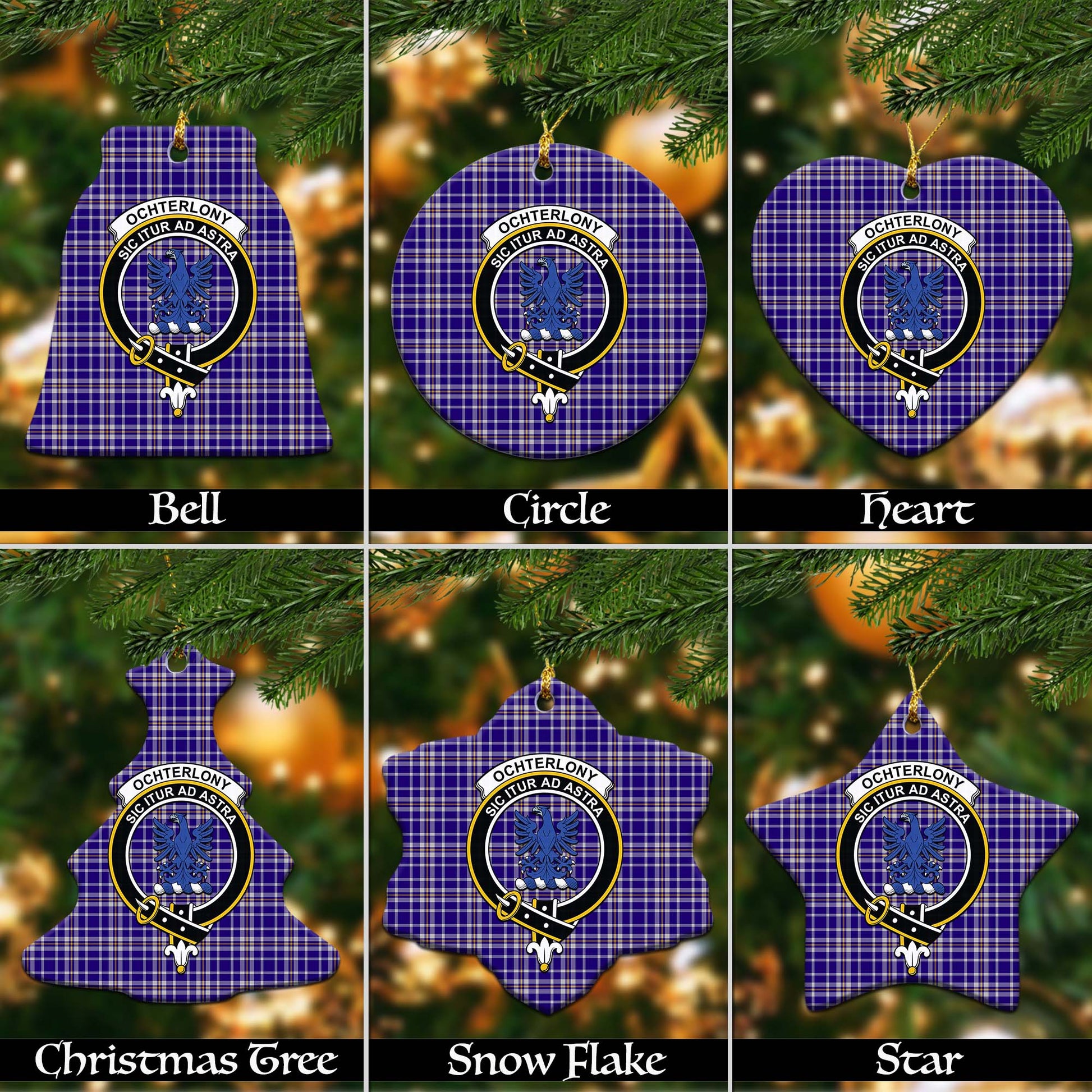 Ochterlony Tartan Christmas Ceramic Ornaments with Family Crest Ceramic - Tartan Vibes Clothing