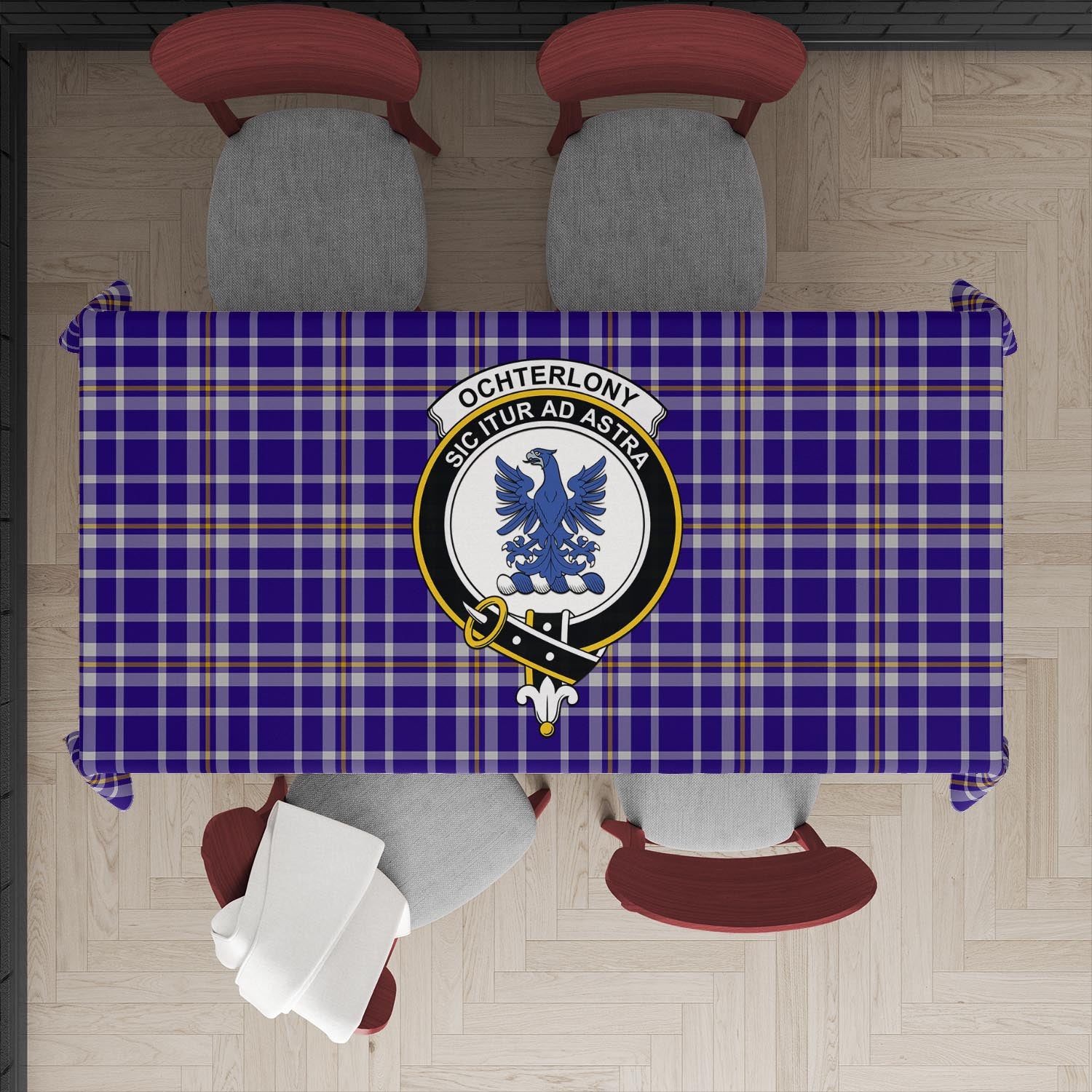 Ochterlony Tartan Tablecloth with Family Crest XL 57.1"x70.9"(145x180cm) - Tartan Vibes Clothing