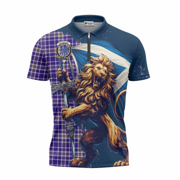 Ochterlony Tartan Family Crest Zipper Polo Shirt with Scottish Majestic Lion Unisex - Tartan Vibes Clothing
