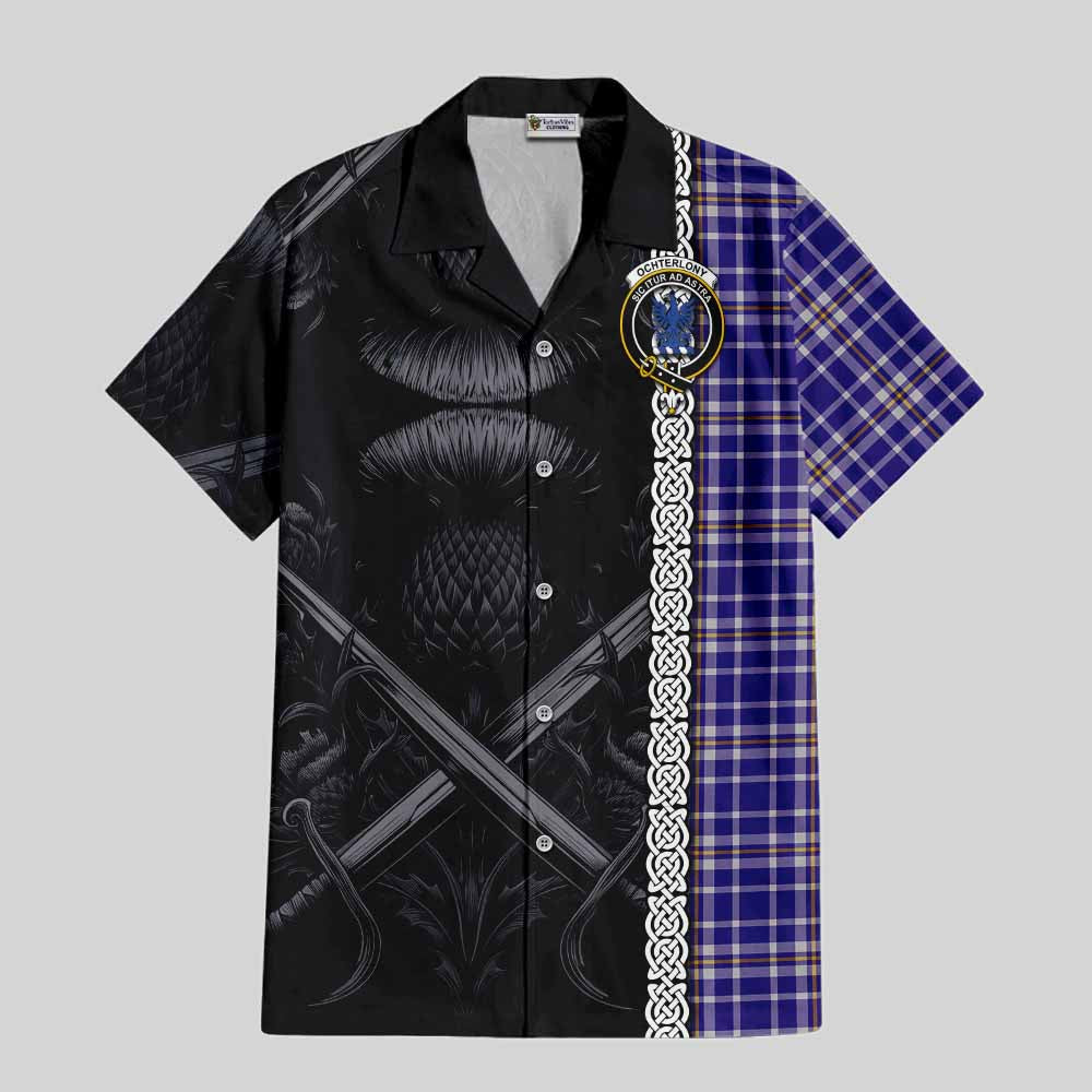 Ochterlony Tartan Hawaiian Shirt with Family Crest Cross Sword Thistle Celtic Vibes Kid - Tartan Vibes Clothing