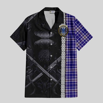 Ochterlony Tartan Hawaiian Shirt with Family Crest Cross Sword Thistle Celtic Vibes Kid - Tartan Vibes Clothing