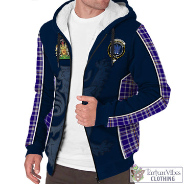 Ochterlony Tartan Sherpa Hoodie with Family Crest and Lion Rampant Vibes Sport Style Unisex - Tartan Vibes Clothing
