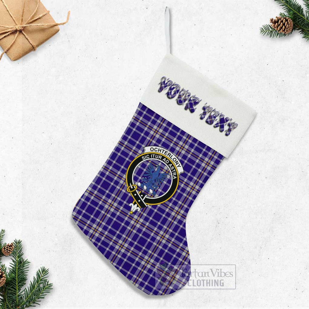Ochterlony Tartan Family Crest Christmas Stocking with Personalized Text - Tartan Vibes Clothing