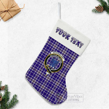 Ochterlony Tartan Family Crest Christmas Stocking with Personalized Text - Tartan Vibes Clothing