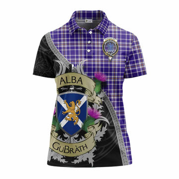 Ochterlony Tartan Family Crest Women's Polo Shirt Lion Rampant Royal Thistle Shield Celtic Inspired Women - Tartan Vibes Clothing