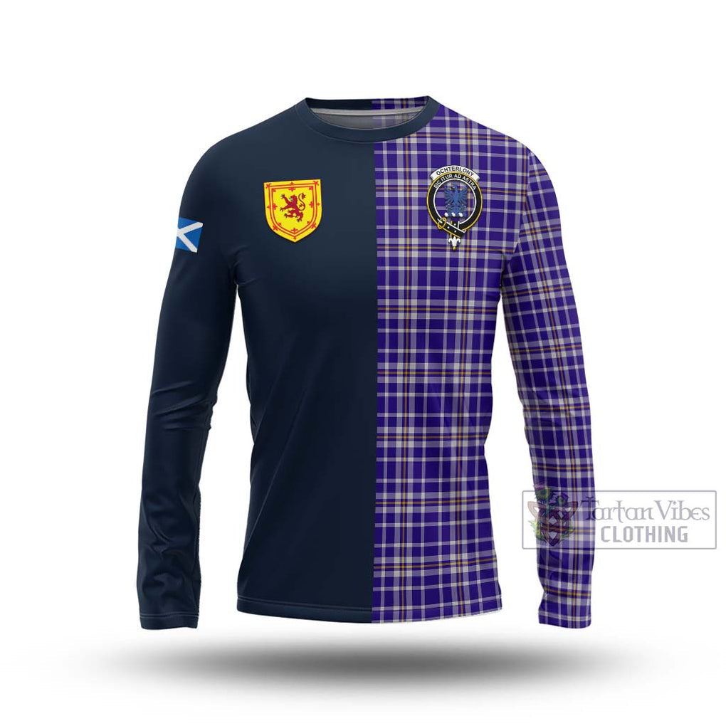Ochterlony Tartan Long Sleeve T-Shirt Alba with Scottish Lion Royal Arm Half Style Unisex - Tartan Vibes Clothing