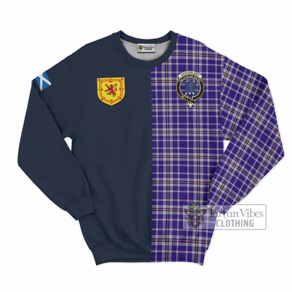 Ochterlony Tartan Sweatshirt Alba with Scottish Lion Royal Arm Half Style Unisex - Tartan Vibes Clothing
