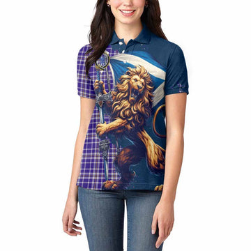 Ochterlony Tartan Family Crest Women's Polo Shirt with Scottish Majestic Lion Women - Tartan Vibes Clothing