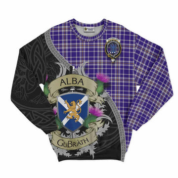 Ochterlony Tartan Family Crest Sweatshirt Lion Rampant Royal Thistle Shield Celtic Inspired Unisex - Tartan Vibes Clothing