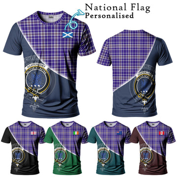 Ochterlony Tartan T-Shirt with Personalised National Flag and Family Crest Half Style