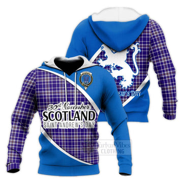 Ochterlony Family Crest Tartan Knitted Hoodie Celebrate Saint Andrew's Day in Style Unisex Knitted Pullover Hoodie - Tartan Vibes Clothing