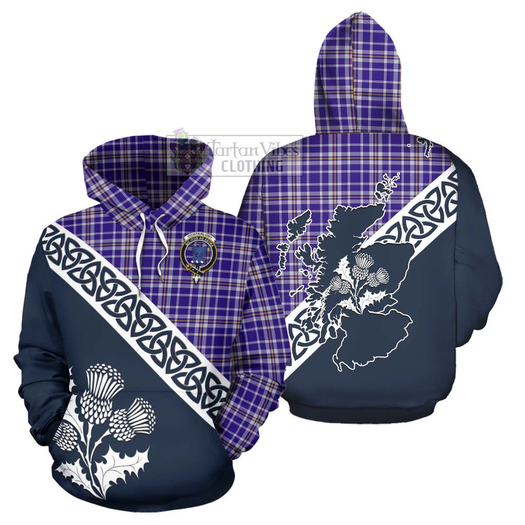 Ochterlony Tartan Hoodie Featuring Thistle and Scotland Map Zip Hoodie - Tartan Vibes Clothing