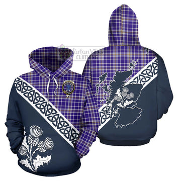 Ochterlony Tartan Hoodie Featuring Thistle and Scotland Map Zip Hoodie - Tartan Vibes Clothing