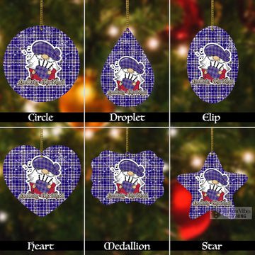 Ochterlony Tartan Christmas Aluminium Ornament with Scottish Gnome Playing Bagpipes Aluminium - Tartan Vibes Clothing