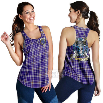 Ochterlony Tartan Women's Racerback Tanks with Family Crest Celtic Skull Style 4XL - Tartan Vibes Clothing