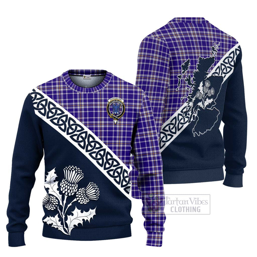 Ochterlony Tartan Ugly Sweater Featuring Thistle and Scotland Map Unisex - Tartan Vibes Clothing