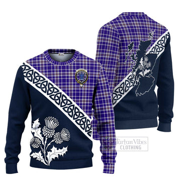 Ochterlony Tartan Ugly Sweater Featuring Thistle and Scotland Map Unisex - Tartan Vibes Clothing