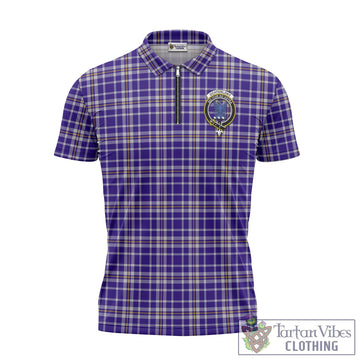 Ochterlony Tartan Zipper Polo Shirt with Family Crest Unisex - Tartan Vibes Clothing