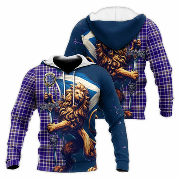 Ochterlony Tartan Family Crest Knitted Hoodie with Scottish Majestic Lion Unisex Knitted Pullover Hoodie - Tartan Vibes Clothing