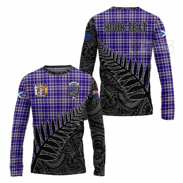 Ochterlony Crest Tartan Long Sleeve T-Shirt with New Zealand Silver Fern Half Style Unisex - Tartan Vibes Clothing