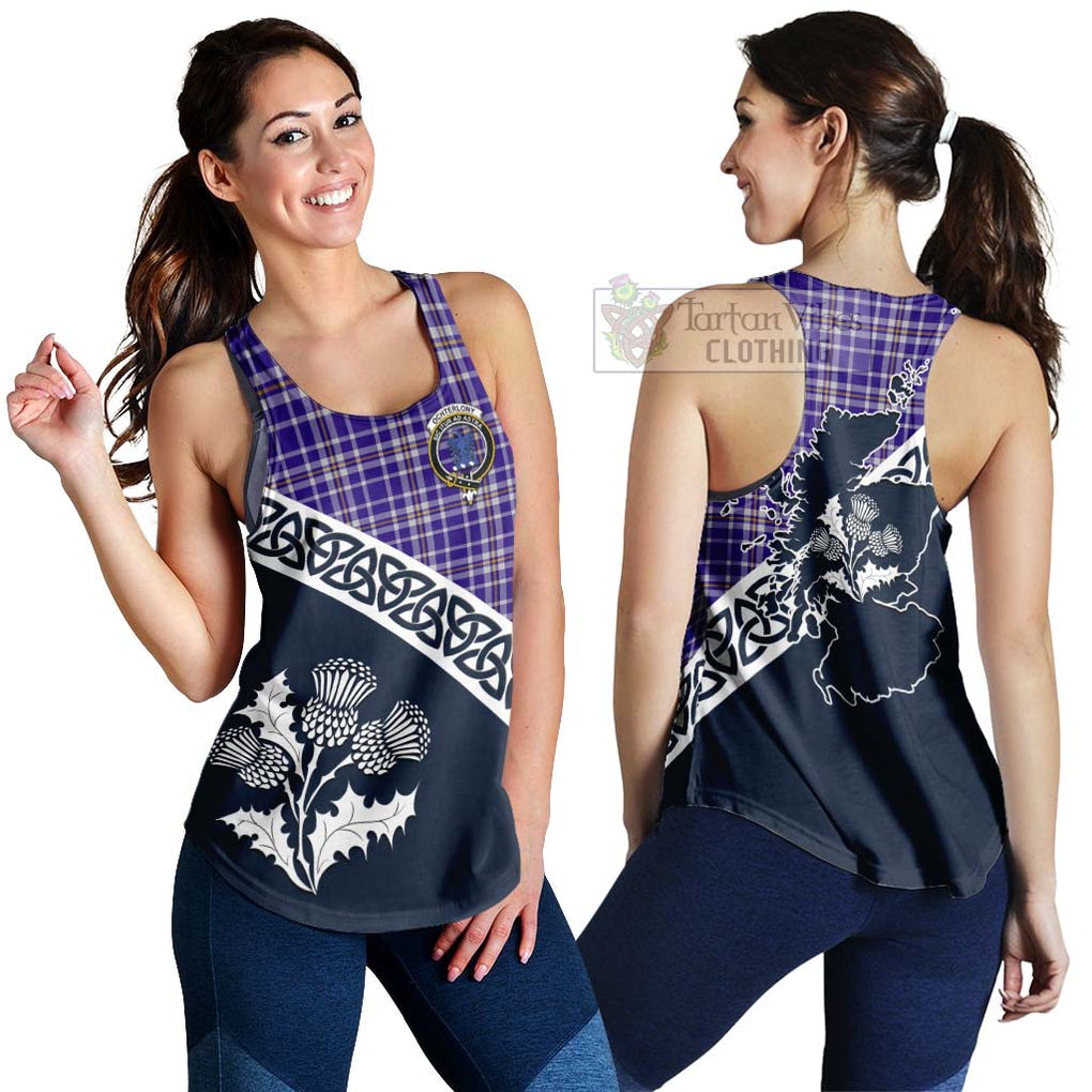 Ochterlony Tartan Women's Racerback Tanks Featuring Thistle and Scotland Map 4XL - Tartan Vibes Clothing