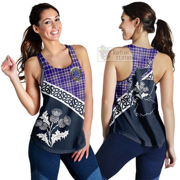 Ochterlony Tartan Women's Racerback Tanks Featuring Thistle and Scotland Map 4XL - Tartan Vibes Clothing