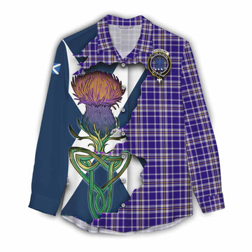 Ochterlony Tartan Family Crest Women's Casual Shirt Scottish Thistle Celtic Inspired Female - Tartan Vibes Clothing