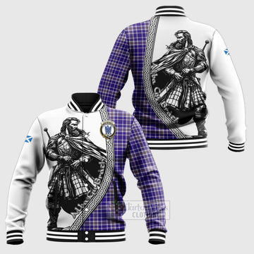 Ochterlony Tartan Clan Crest Baseball Jacket with Highlander Warrior Celtic Style Unisex - Tartan Vibes Clothing