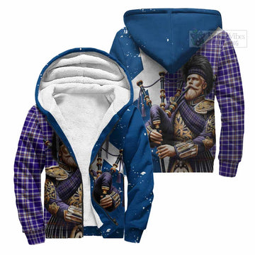 Ochterlony Tartan Sherpa Hoodie with Family Crest Scottish Bagpiper Vibes Unisex - Tartan Vibes Clothing
