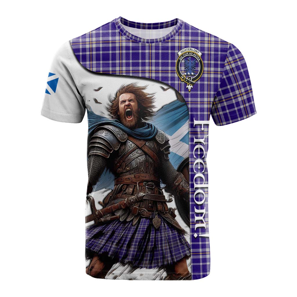 Tartan Vibes Clothing Ochterlony Crest Tartan Cotton T-shirt Inspired by the Freedom of Scottish Warrior
