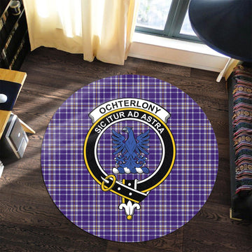 Ochterlony Tartan Round Rug with Family Crest Premium Round Rug - Tartan Vibes Clothing