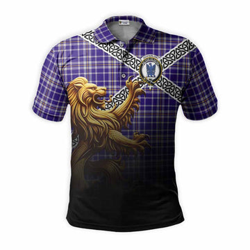 Ochterlony Crest Tartan Polo Shirt with Golden Lion Emblem Celtic Style Kid - Tartan Vibes Clothing