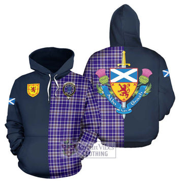 Ochterlony Tartan Hoodie Alba with Scottish Lion Royal Arm Half Style Zip Hoodie - Tartan Vibes Clothing