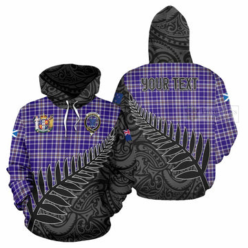 Ochterlony Crest Tartan Hoodie with New Zealand Silver Fern Half Style Zip Hoodie - Tartan Vibes Clothing