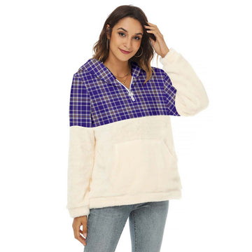 Ochterlony Tartan Half Style Women's Borg Fleece Hoodie with Half Zip Female - Tartan Vibes Clothing