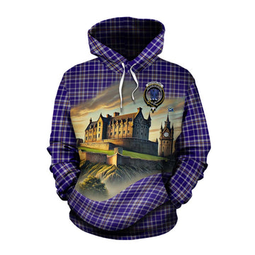 Ochterlony Tartan Family Crest Cotton Hoodie with Scottish Ancient Castle Style Pullover Hoodie XS - Tartan Vibes Clothing