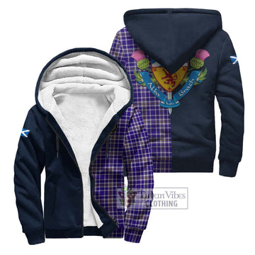 Ochterlony Tartan Sherpa Hoodie Alba with Scottish Lion Royal Arm Half Style Unisex S - Tartan Vibes Clothing