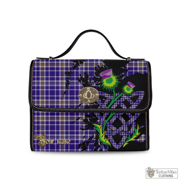 Tartan Vibes Clothing Ochterlony Tartan Waterproof Canvas Bag with Scotland Map and Thistle Celtic Accents